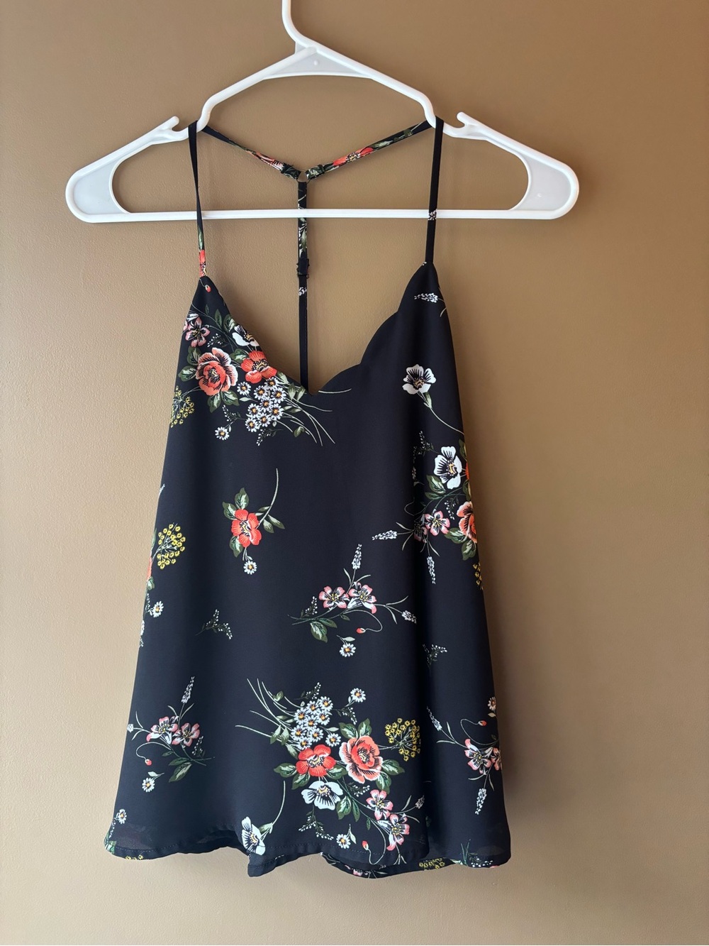 Black Floral Cami Tank Top